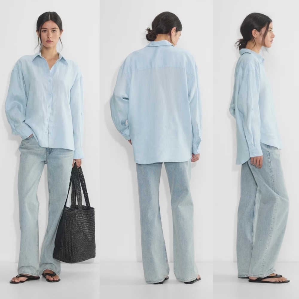 Aritzia Light Blue Button-Down Shirt